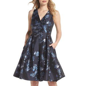 Eliza J V-Neck Fit and Flare Cocktail Dress